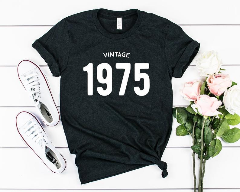 Vintage 1975 Birthday T-Shirt | 48th Birthday Party T-Shirt Cotton